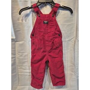 Oshkosh Red Corduroy Overalls for Toddlers 24 Months Girl Boy Snap Leg Lined EUC
